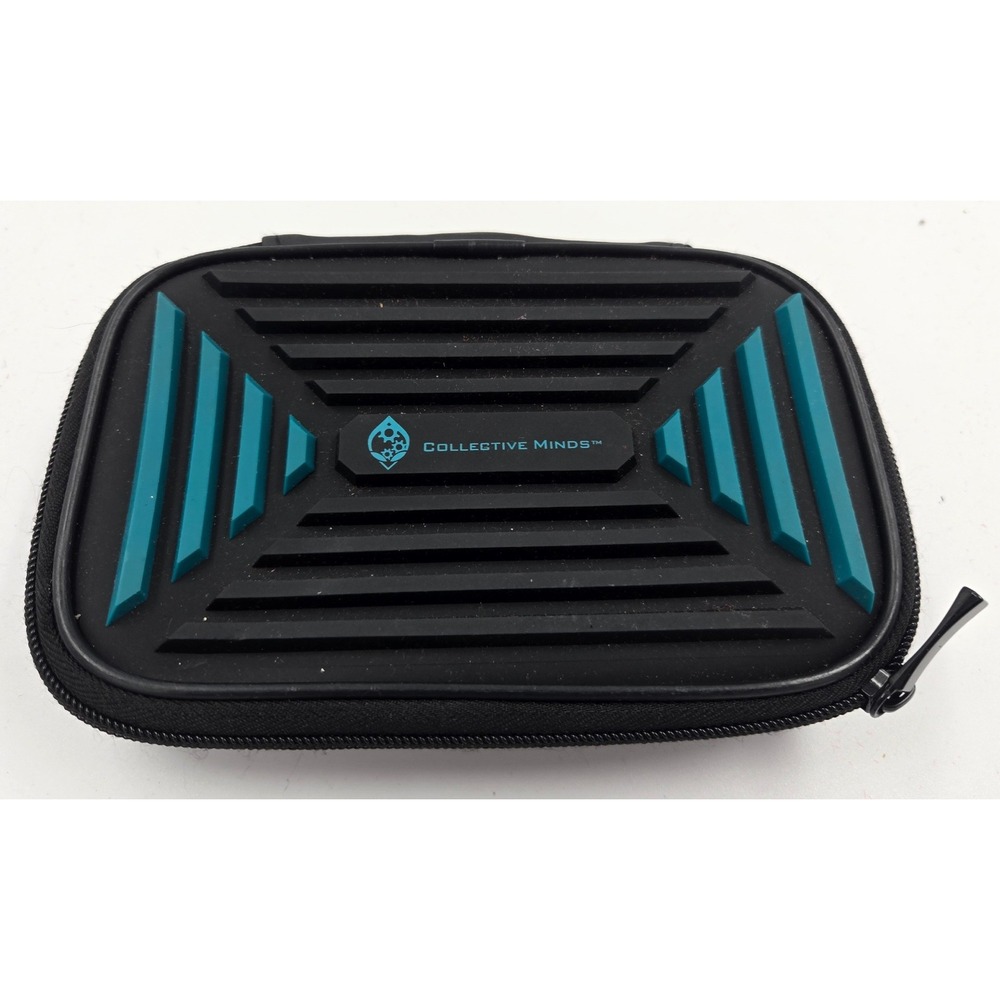 Collective Minds Hard Shell Gaming Accessory Carrying Case Black Teal Zippered